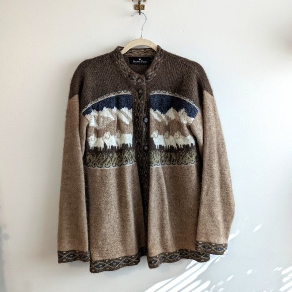 Snowy Peak Merino/Possum Blend New Zealand Sheep cardigan sz M - Picture 1 of 5